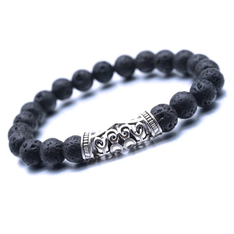 Ажурный цветок дизайнерский сифон трубка 8 мм черный лавовый камень бусины