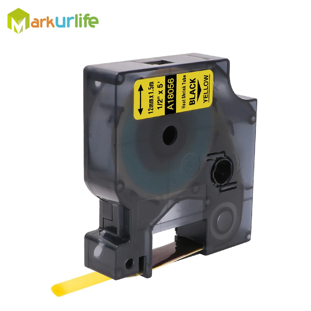 12mm Black on Yellow Совместимость для DYMO промышленный термоусадочные трубки 18051 18052 18053 18054 18055 18056 18057 18058 для Dymo носорог 4200 этикетировщик - Цвет: 12mm Black on Yellow