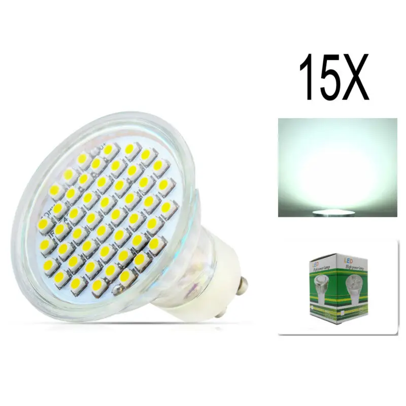 15x GU10 480lm 640lm 5w 6w SMD 3528 48 60 Светодиодная лампа со стеклянной крышкой холодный и