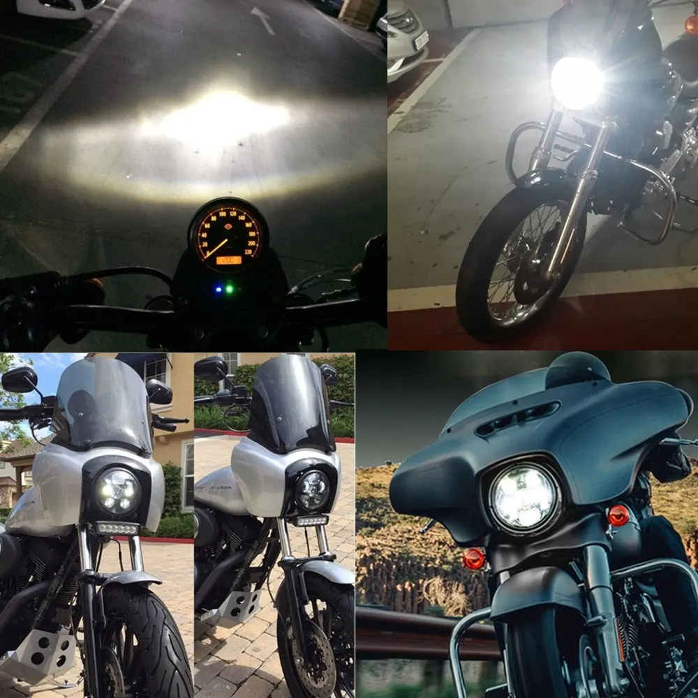 DOT 5-3/4 5.75 Inch Round Moto Projector Replacemetn LED Headlight for Harley motorcycle Motorcycles Headlamp Bulb |