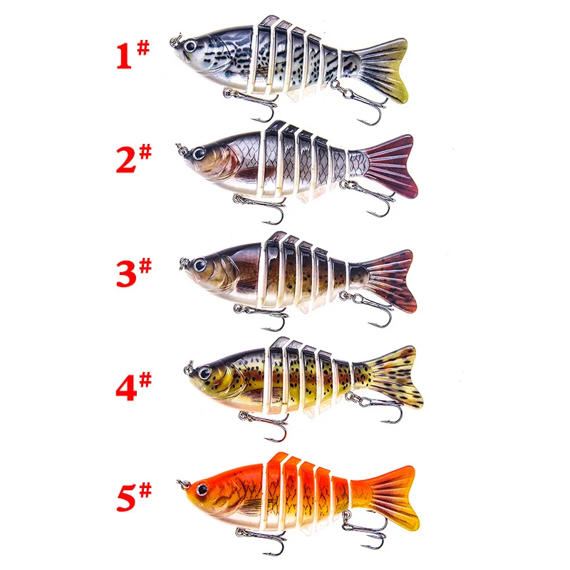 

Fishing Lure 7 Segment Lifelike Trouts Swimbait Multi Jointed Artificial Bait Crankbait Hard Bait Tackle with Treble Hook