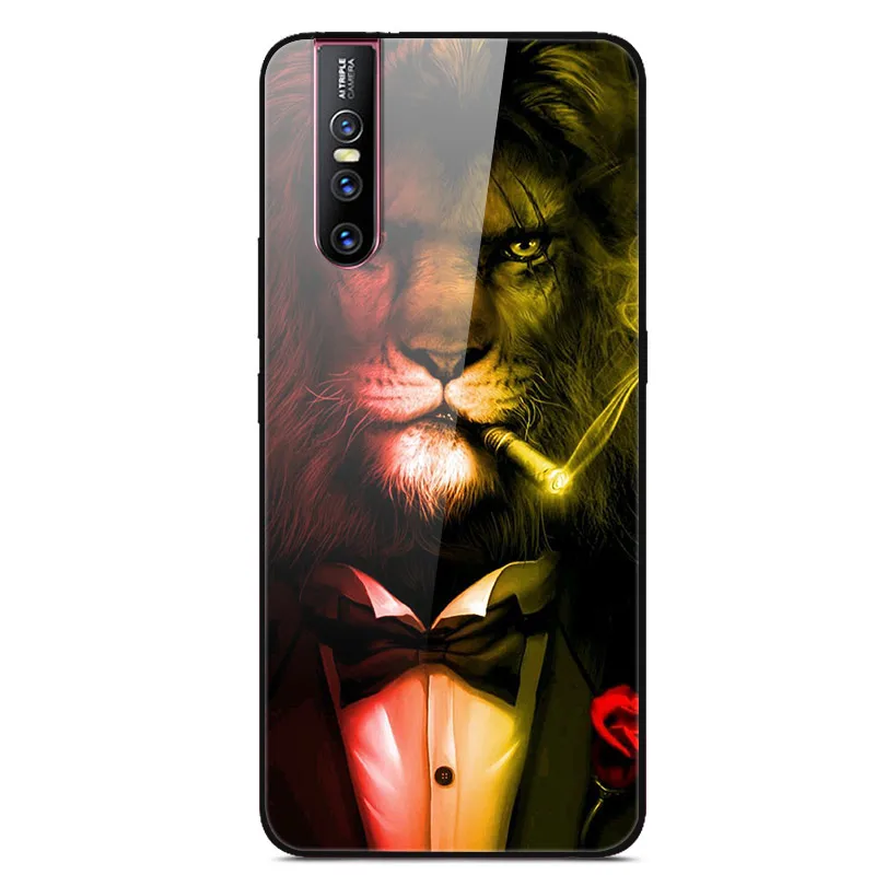 02 Чехол из закаленного стекла для Coque VIVO V15 Pro, чехол V 15, мягкий бампер, 3D Рисунок кошки, чехол для VIVO V15 Pro V15Pro V 15, чехол для телефона - Цвет: 02