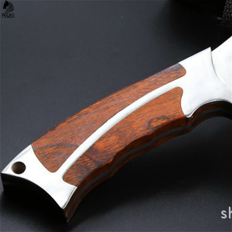 Нож PEGASI 5Cr13mov 58HRC shadow с деревянной ручкой, охотничий нож с фиксированным лезвием, инструмент для кемпинга, тактические ножи для выживания
