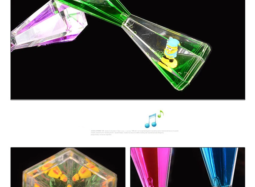 Шестигранник жидкость движение Bubbler для детей и взрослых акриловые песочные часы жидкость Bubbler/таймер с мультяшным орнаментом для сенсорной игры