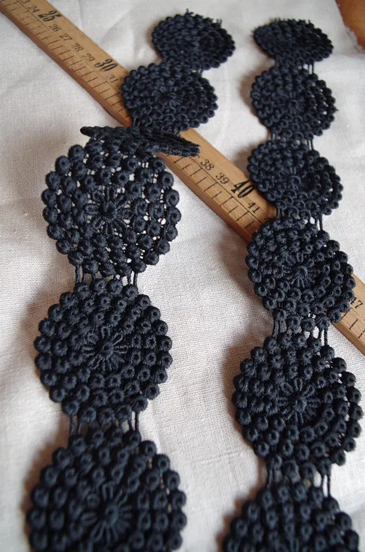 

3 YARDS Black 3D Lace Trim With Jewelry Design DIY Embroidered For Sewing Supplies Handmade Craft Materials1yard