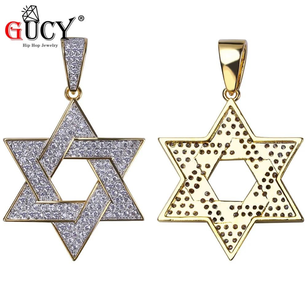 GUCY Star Pendant Necklace Gold Color Micro Pave Iced Out CZ Necklaces For Men Gift | Украшения и аксессуары