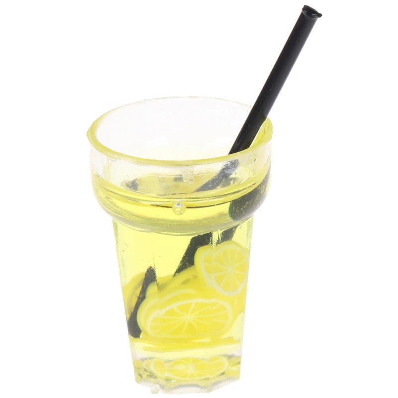 Yellow 1/12 кукольный домик миниатюрная еда мини фрукты из смолы бутылка моделирование напитки модель игрушки фруктовый напиток игра кукольный домик куклы аксессуары - Цвет: Yellow