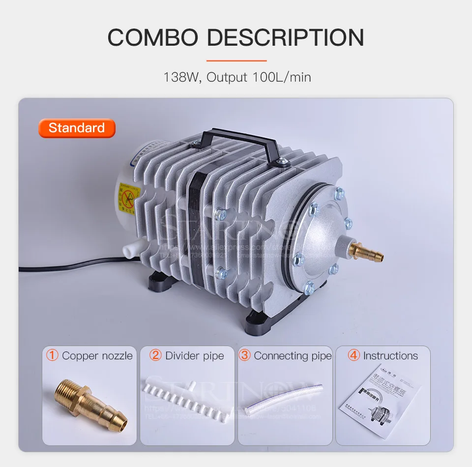ACO-008 220V 138W 100L/мин Электрический магнитный воздушный компрессор SUNSUN воздушный насос для лазерного станка золы удалить для разведения аквариумных Рыбок
