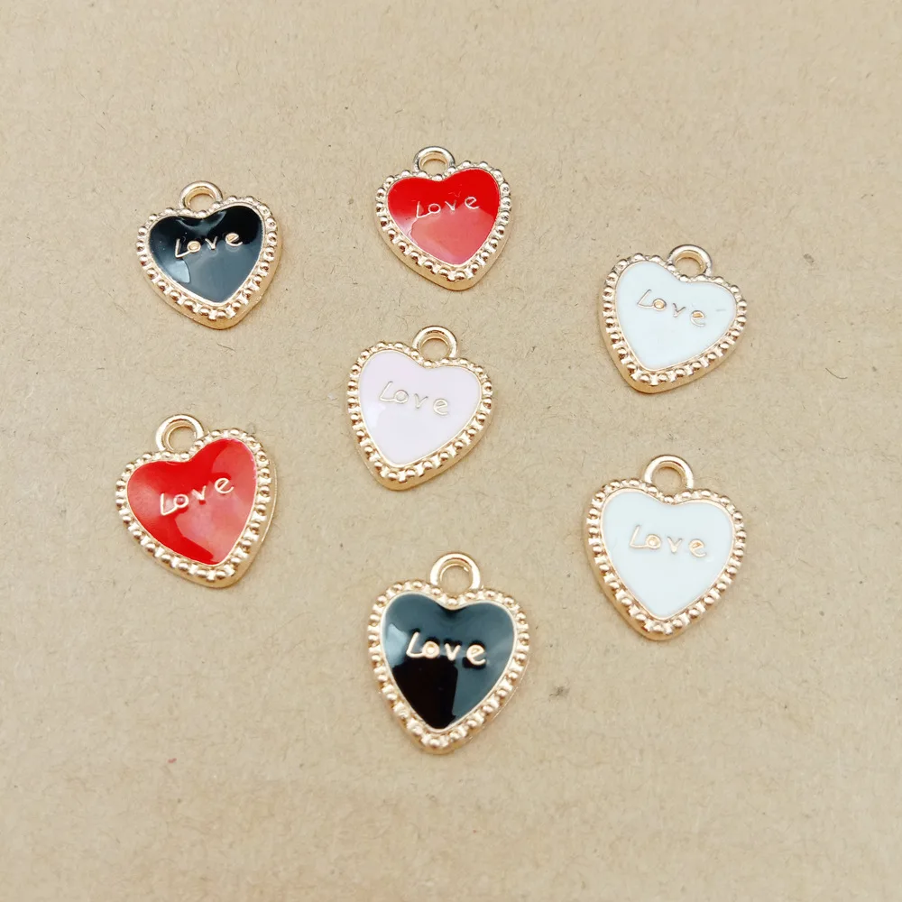 

10pcs 13x16mm enamel heart charm Love charms earring charm for jewelry making fashion charm