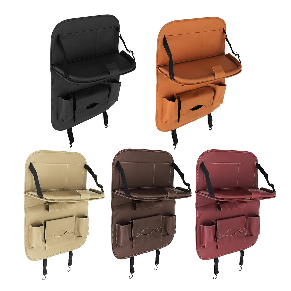 

Table Storage Seat Pocket Tidy Kids Back BagHolder Leather Travel Car Organizer Black / Dark Coffee / Orange / Beige / Wine Red