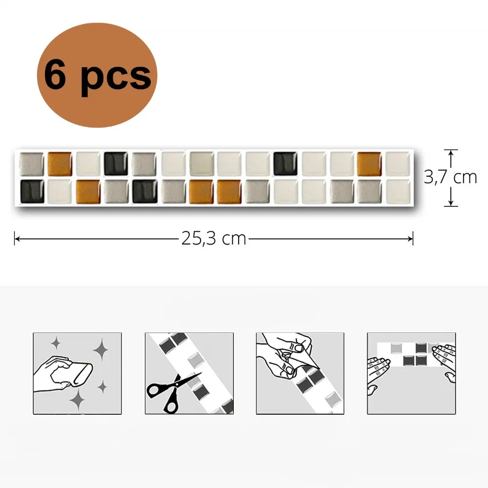 Яркие плитки 6 листов высококачественные виниловые обои 3D мозаичные для гладкой