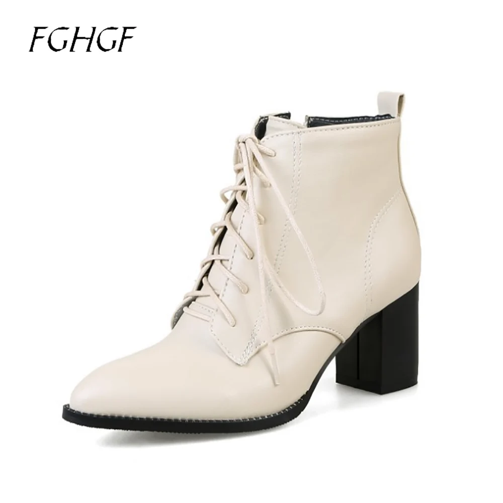 FGHGF/Модные женские ботильоны на шнуровке сезон весна осень Винтажная обувь с