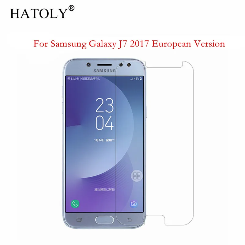 Закаленное стекло для Samsung Galaxy J7 2017 2 шт. Защита экрана полностью клеящаяся