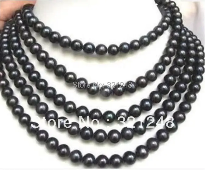 

Free shopping new 2014 DIY 7-8MM BLACK AKOYA Cultured PEARL NECKLACE 84" GE4553