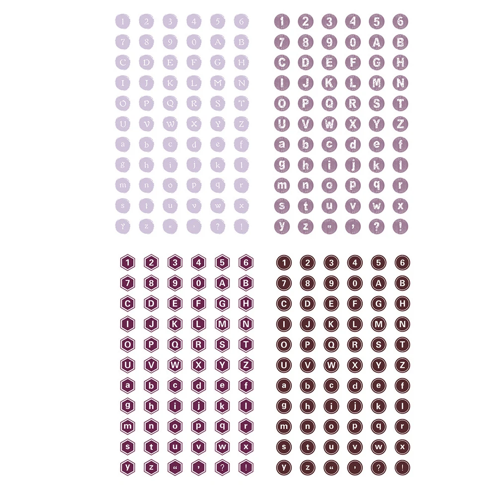 purple 4 шт. универсальная пишущая машинка серии Bullet Journal наклейки Цифровой алфавит наклейки винтажные аксессуары для планировщика канцелярские товары - Цвет: purple