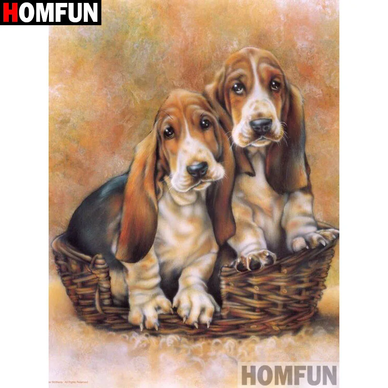 

HOMFUN Full Square/Round Drill 5D DIY Diamond Painting "Animal dog" Embroidery Cross Stitch 3D Home Decor Gift A13046