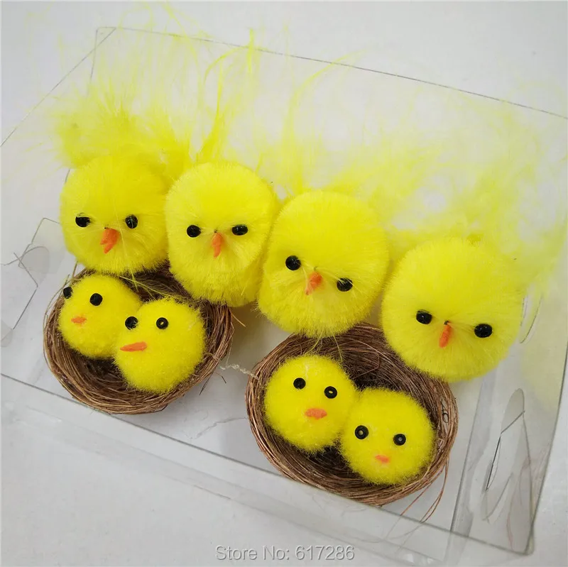 Пасхальная курица цыпленка упаковка из 4 стеблей желтые синельные Цыплята с