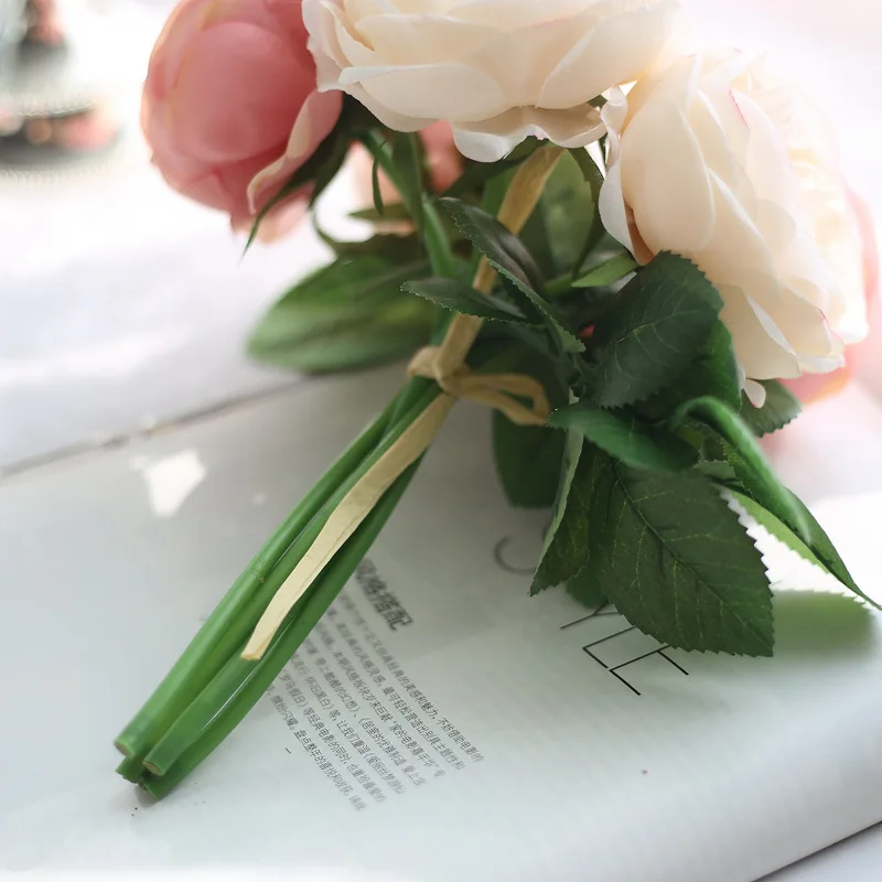 5 head Multilayer Silk Rose Artificial flower wedding hand bouquet home decoration | Дом и сад