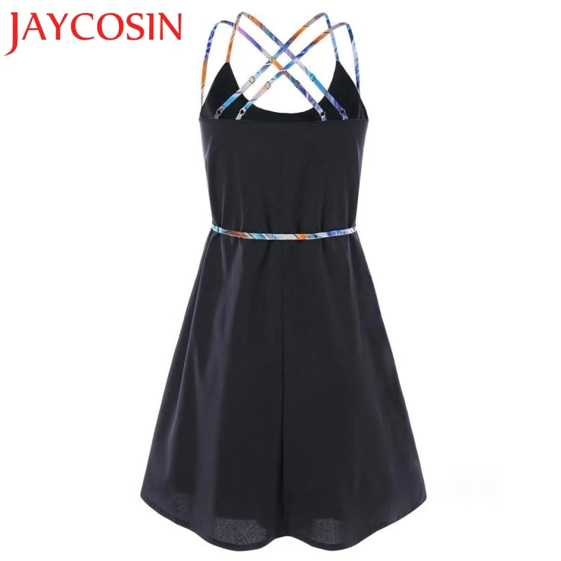 2018 женское Повседневное платье с рисунком перьев на бретельках 30 июля|Женские