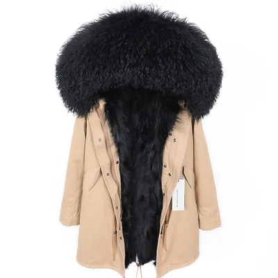 11 OFTBUY, зимняя женская куртка, большое натуральное меховое пальто, парка, монгольский овечий мех, воротник, Лисий мех, подкладка, камуфляж, длинное пальто, мода - Цвет: 11