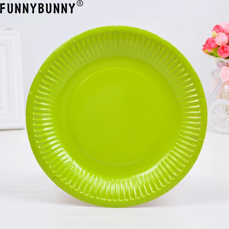 FUNNYBUNNY одноразовые красочные бумажные тарелки лотки принадлежности для рождения