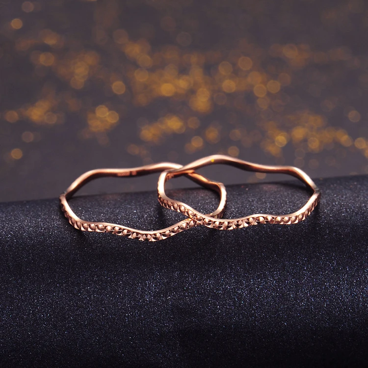 

Authentic 18K Rose Gold Ring Classic Engagement Ring Design Female Women Star Wavy Shape Wedding Rings Jewelry US 5-9 Size