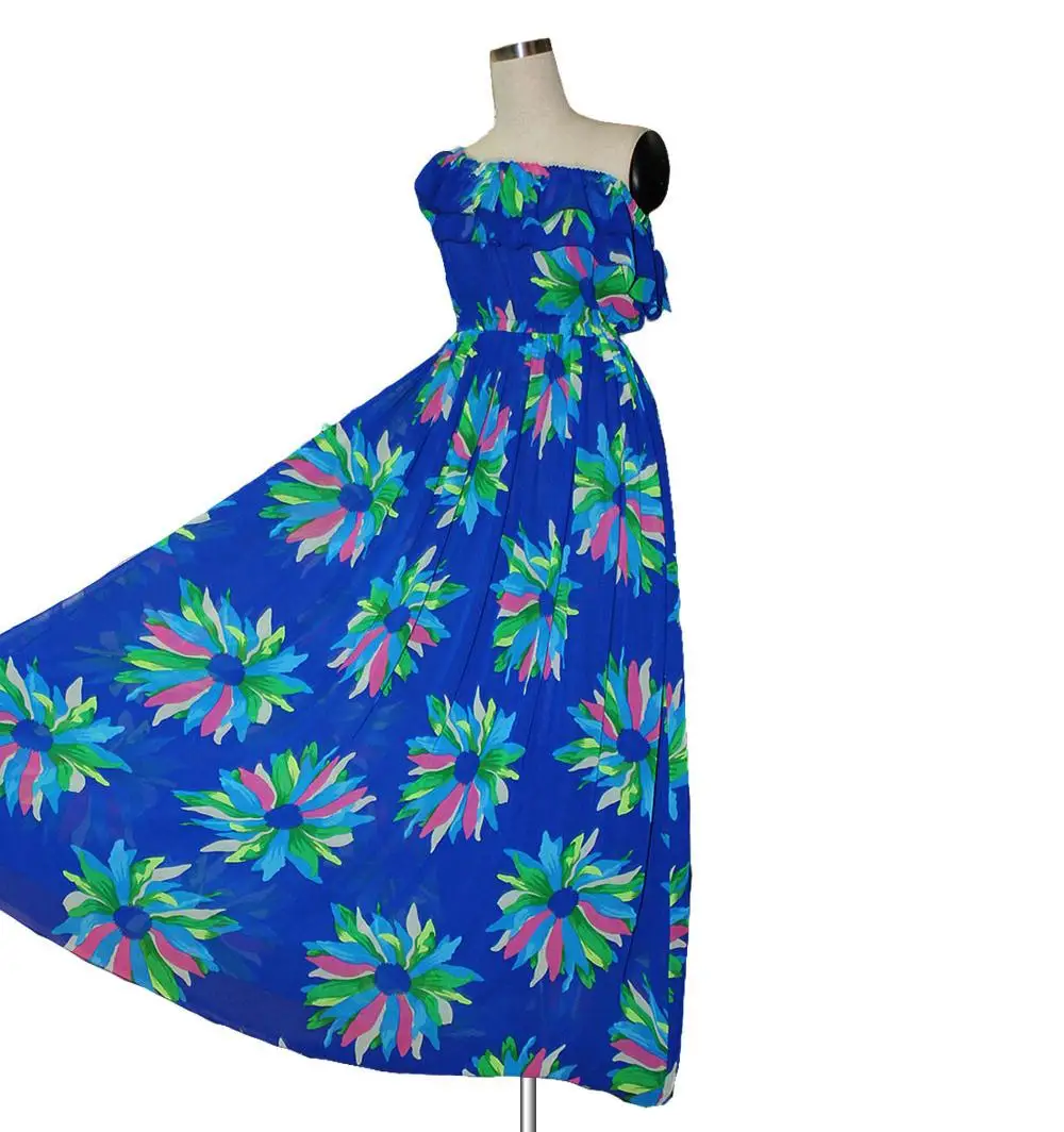 Летний стиль обертывание груди платье шифон Flore печать длиной макси Большой