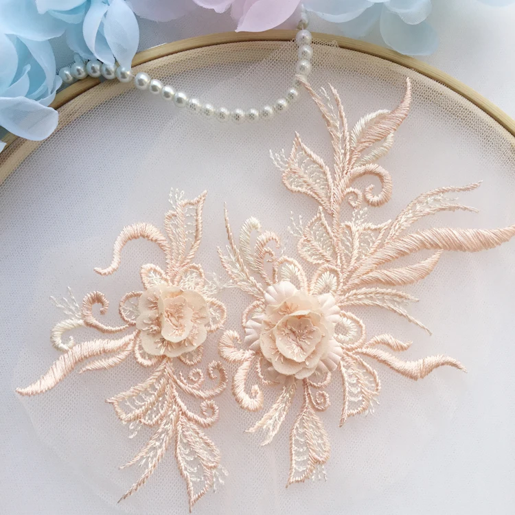 10Pcs/Lot 3D Lace Flower Patch Children's Dance Clothing Applique Tiara Costume Wedding Dress Feel Diy Fabric Accessories | Дом и сад