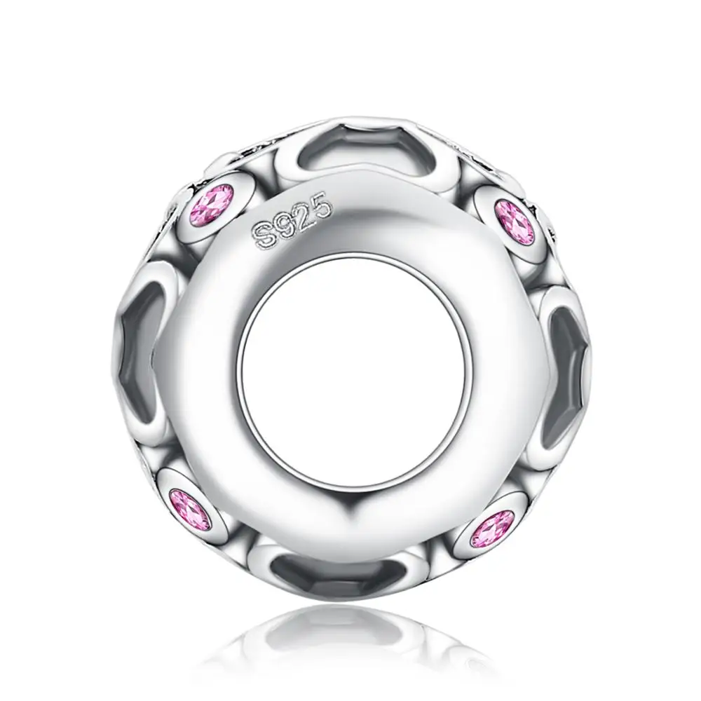 JewelryPalace 925 пробы серебро цветок клевера Искусственный розовый сапфир бусины Шарм Fit Браслеты для Для женщин Новинка; Лидер продаж подарки