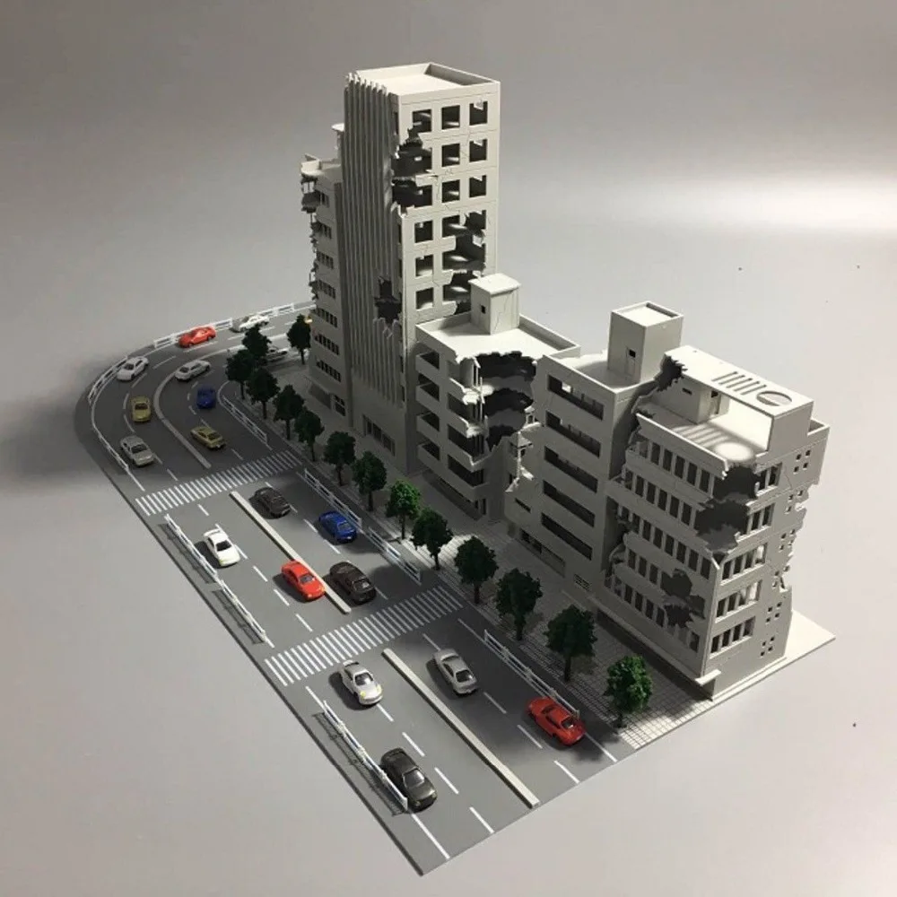 1/144 N масштаб разрушенные модели здания набор битва поврежденные Outland включены