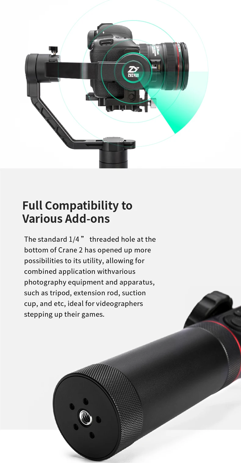 Zhiyun Crane 2 карданный 3-осевой стабилизатор для всех моделей беззеркальная камера DSLR Canon 5D2/3/4 с сервоприводом для непрерывного изменения фокусировки камеры