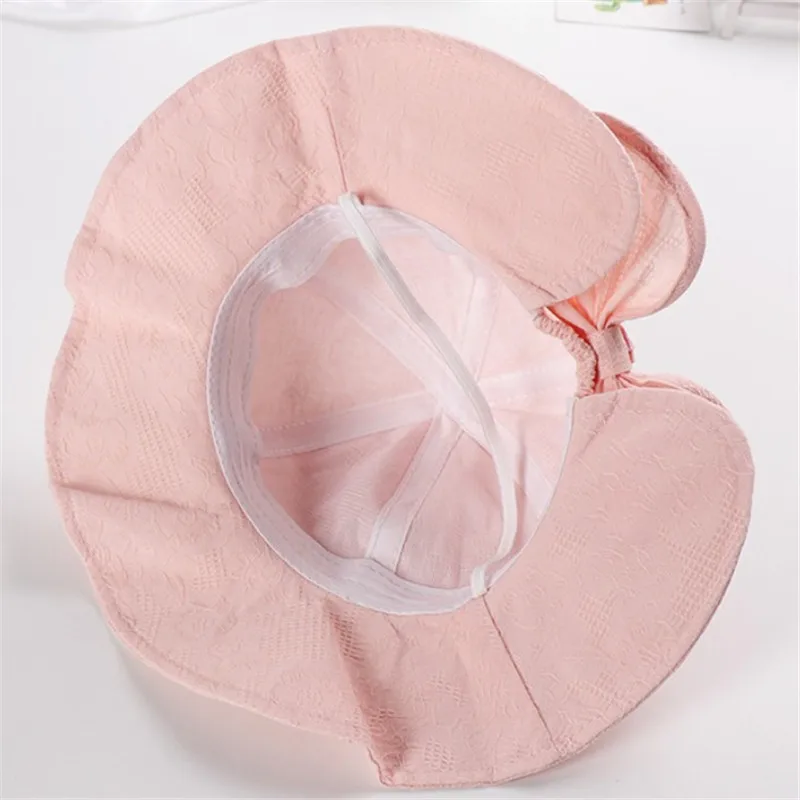 New Baby Summer Hat Outdoor Girl Sun with Bowknot Cotton Caps Children Beach Big Brim Kids Bucket Cap | Детская одежда и обувь