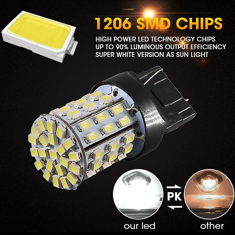 HLXG 2x7440 парковочный SMD DC резервный T20 лампы 7440 светодиодный светильник для салона