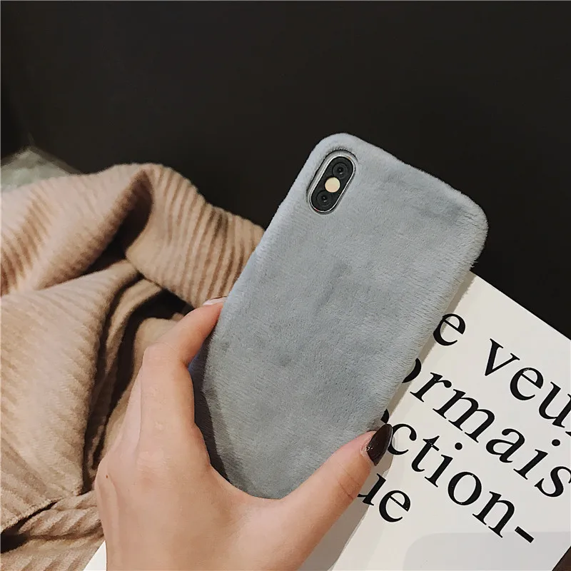Простой жесткий чехол из поликарбоната с ворсом для iPhone 6 6s 7 8 Plus X Xr Xs Max Coer Etui