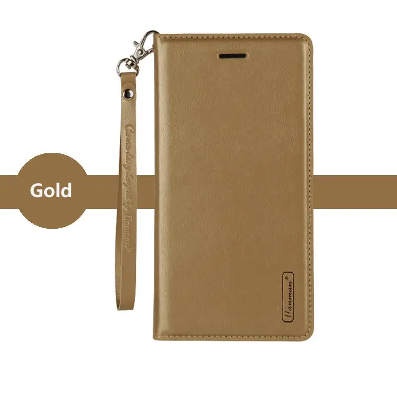 Gold Кожаный чехол-книжка Hanman для samsung Galaxy S7 edge, S8, S9, S10, S10e Plus, чехол-кошелек с отделением для карт - Цвет: Gold