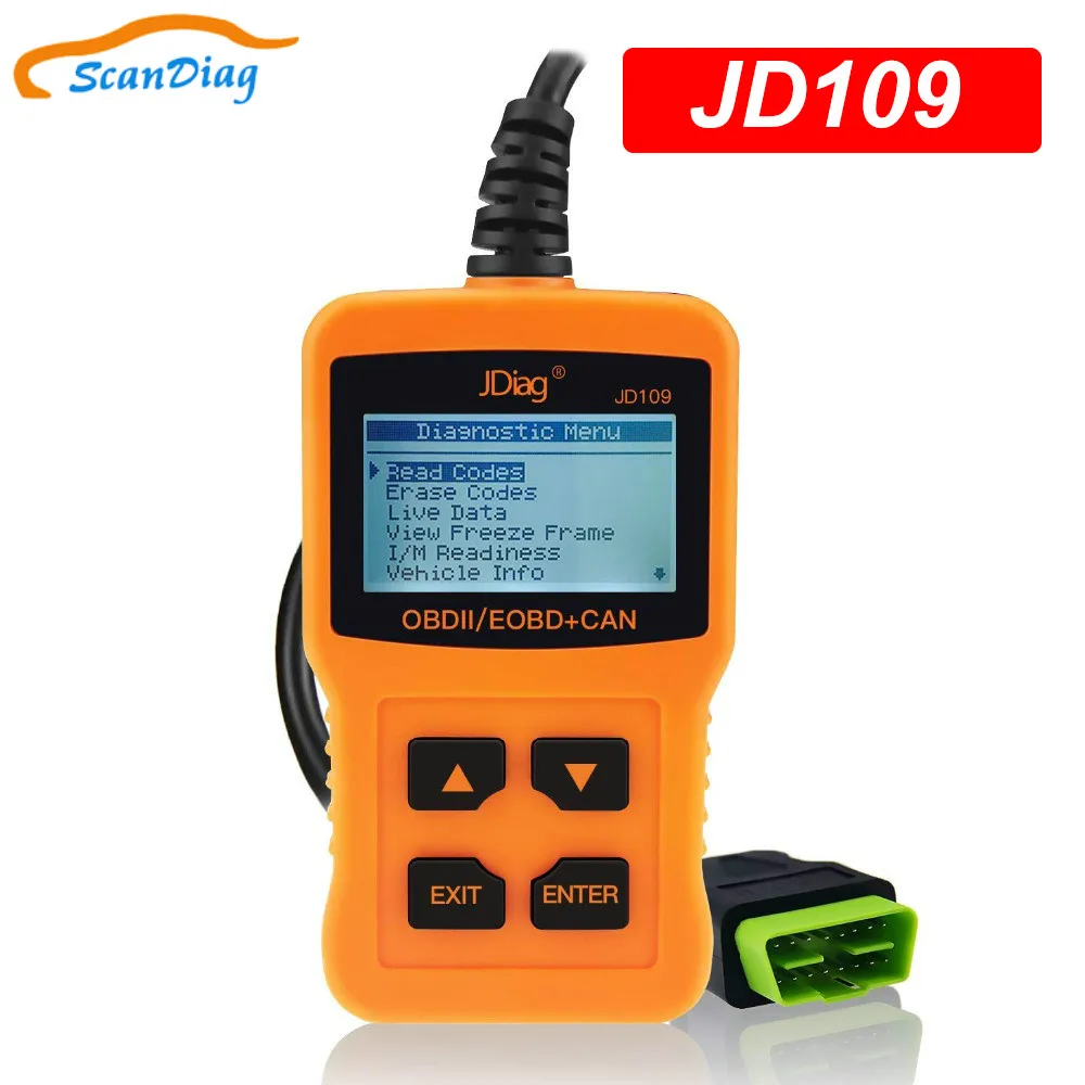 2019 Newest JDiag OBD2 Scanner Car Engine Fault Code Reader CAN Diagnostic Scan Tool JD109 Suitable Compatible EOBD Vehicles |