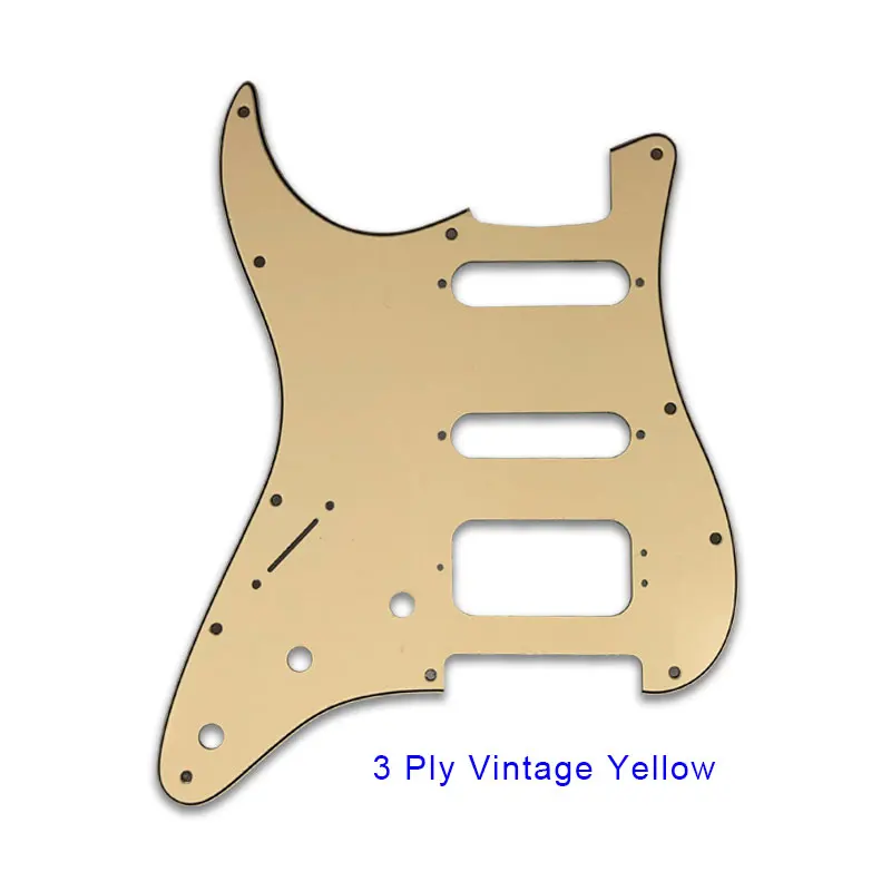 3Ply Vintage Yellow Pleroo Custom гитарные Запчасти-для США/Мексики FD левая рука 72' 11 винтовых отверстий стандарт St SSH Гитара накладки царапинам пластины - Цвет: 3Ply Vintage Yellow