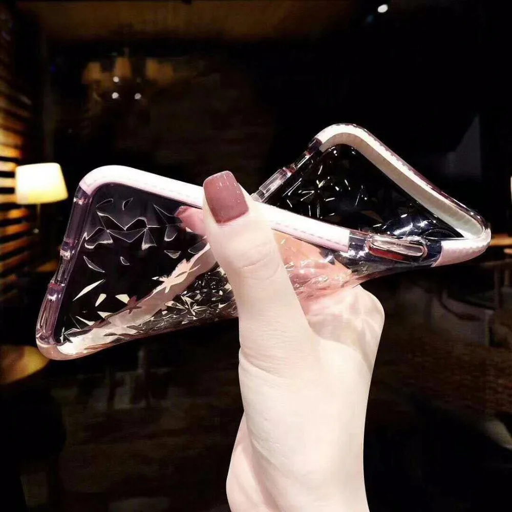 Rhombus Case For iPhone XS MAX XR Glitter X 8 7 Plus 6 6s Powder Silver Soft TPU With Hard PC Edge Phone |