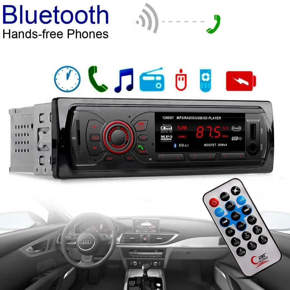 Автомобиль Радио стерео плеер телефон AUX IN MP3 FM/USB/1 Din/Дистанционное Управление 12V