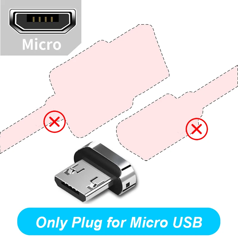 Micro Plug No Cable Магнитный кабель FONKEN для быстрой зарядки, магнитный Micro USB и type-C кабель для синхронизации данных, кабели для телефонов, быстрая зарядка, магнитный кабель для зарядки - Цвет: Micro Plug No Cable