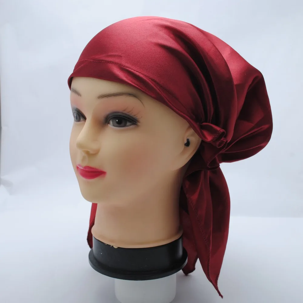 Модная шелковистая 100% Полиэстеровая атласная Кепка для ночного сна ночная кепка
