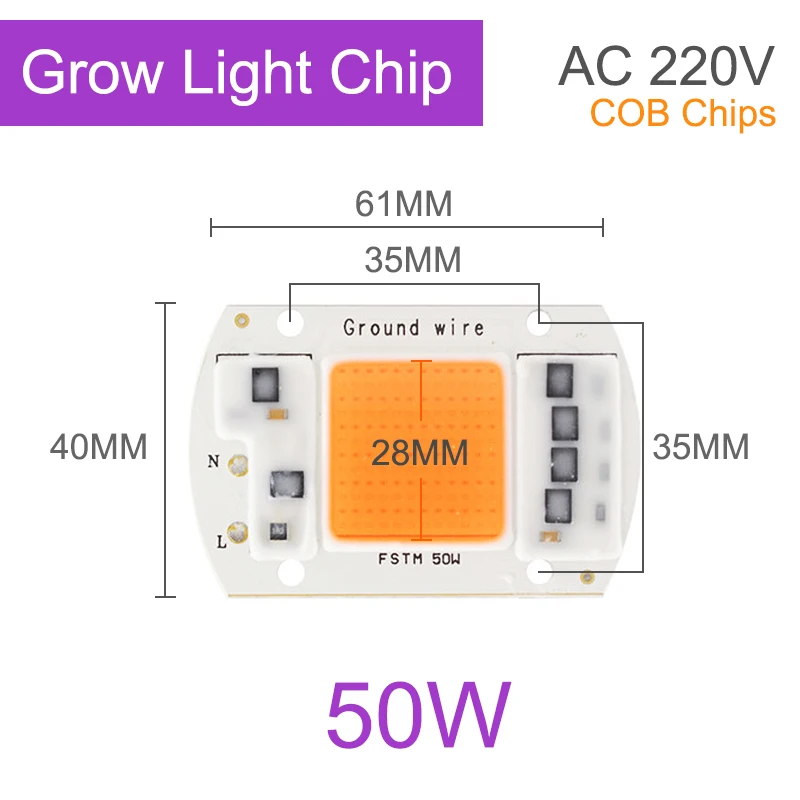 Grow Light 50W Kaguyahime 220 В светодиодный COB Чип 20 Вт 30 Вт 50 Вт 100 вт DIY прямоугольный Чип Прожектор без необходимости драйвер Светодиодный прожектор для выращивания растений - Испускаемый цвет: Grow Light 50W