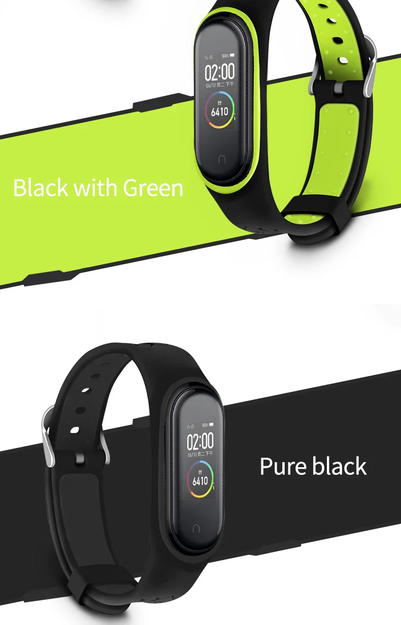 Цветной силиконовый браслет для Mi Band 4 nfc наручный ремешок Mi Band 3 двухцветный сменный ремешок аксессуары для Mi Band