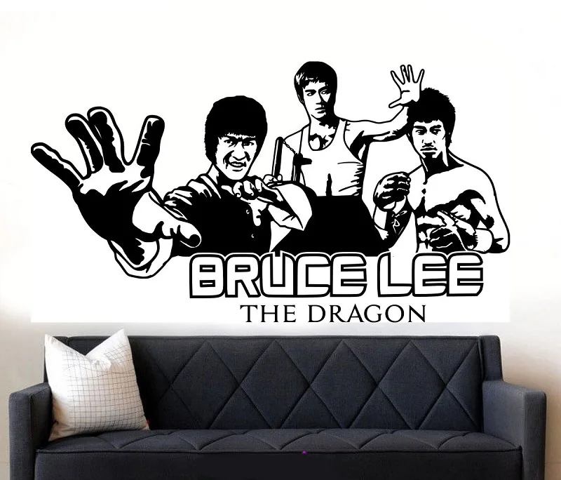 Виниловая настенная наклейка с Брюсом Ли звездой карате художественная роспись