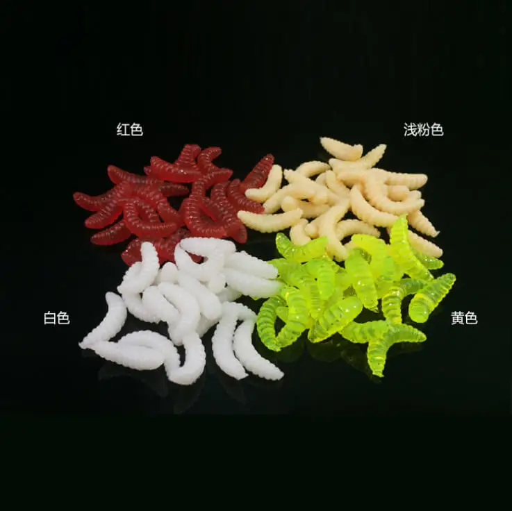 

100pcs Soft Plastic Worm Maggot Grub Fishing Lures Artificial Worms Grub Bait Crankbait Swimbait Ice Sea Raft Boat Lake River