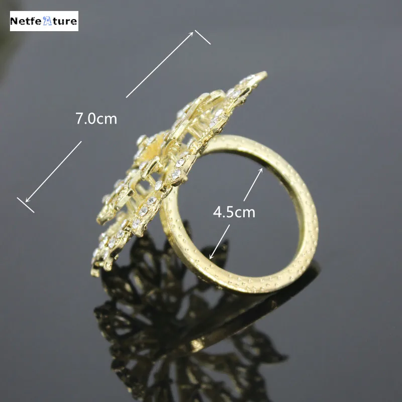 4pcs/lot Metal Napkin Rings For Wedding Table Decoration Rhinestone Holder Nickle gold Plating Serviette Ring YNR3032 | Дом и сад