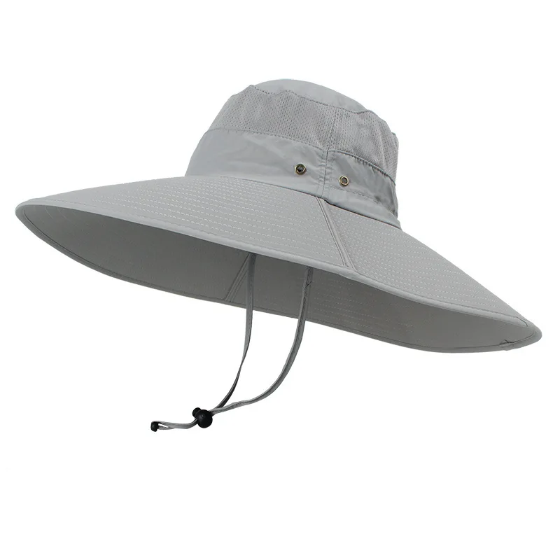 light grey 15 см Супер длинная широкая Панама с полями дышащая быстросохнущая Мужская и женская шляпа Boonie Лето Защита от ультрафиолета Кепка походная Панама для рыбалки - Цвет: light grey
