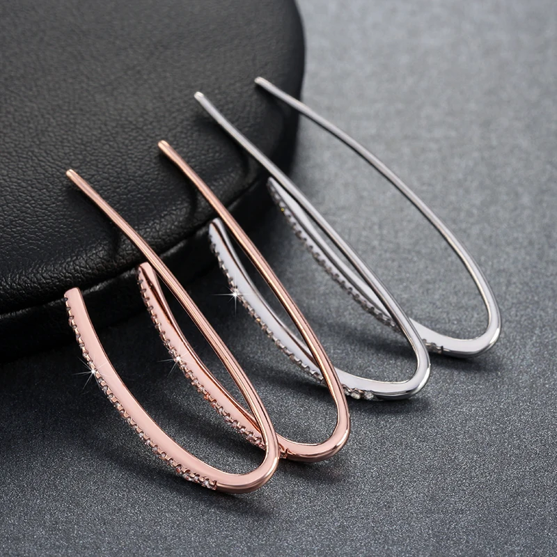Серьги подвески с фианитами цвета розового золота|dangle earrings|earrings danglenew dangle earrings |