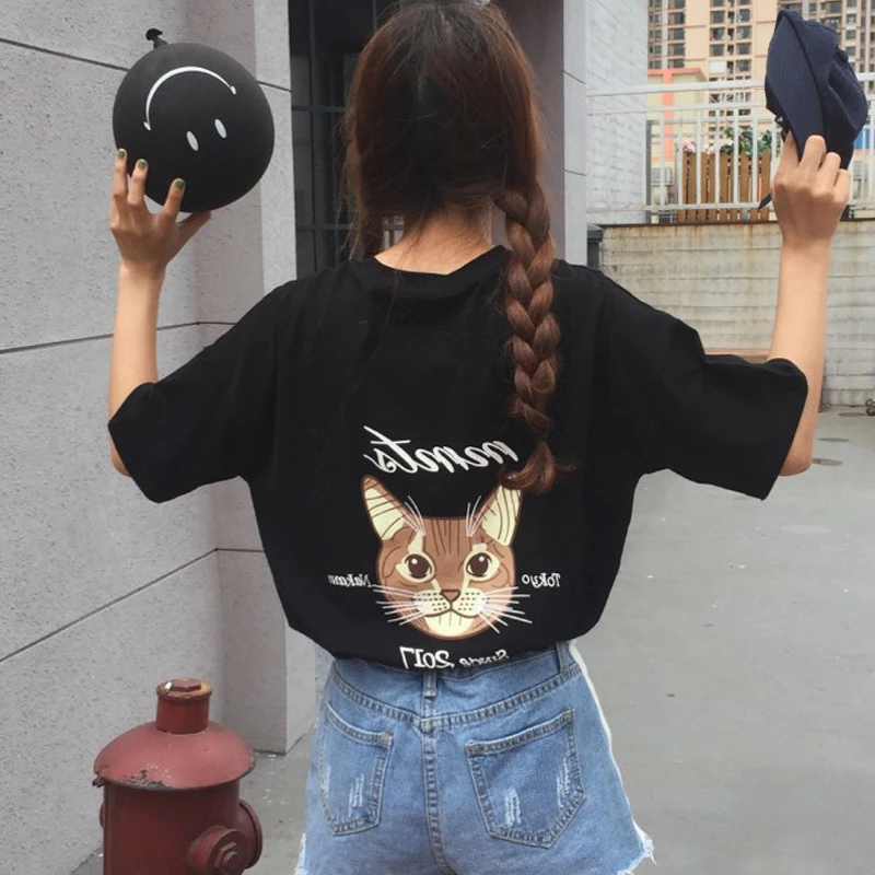 Женская хлопковая Футболка Tumblr повседневная трикотажная футболка с круглым