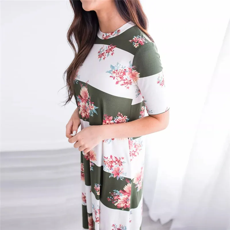 New women's summer hot sale fashion short-sleeved round neck flowers Large pendulum elegant dress high street long | Женская одежда